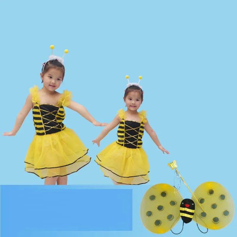 Halloween Cartoon Animal Bee Costume Child Kids Girls Cosplay Birthday Party Dress Clothing Stage Purim Festival | Тематическая
