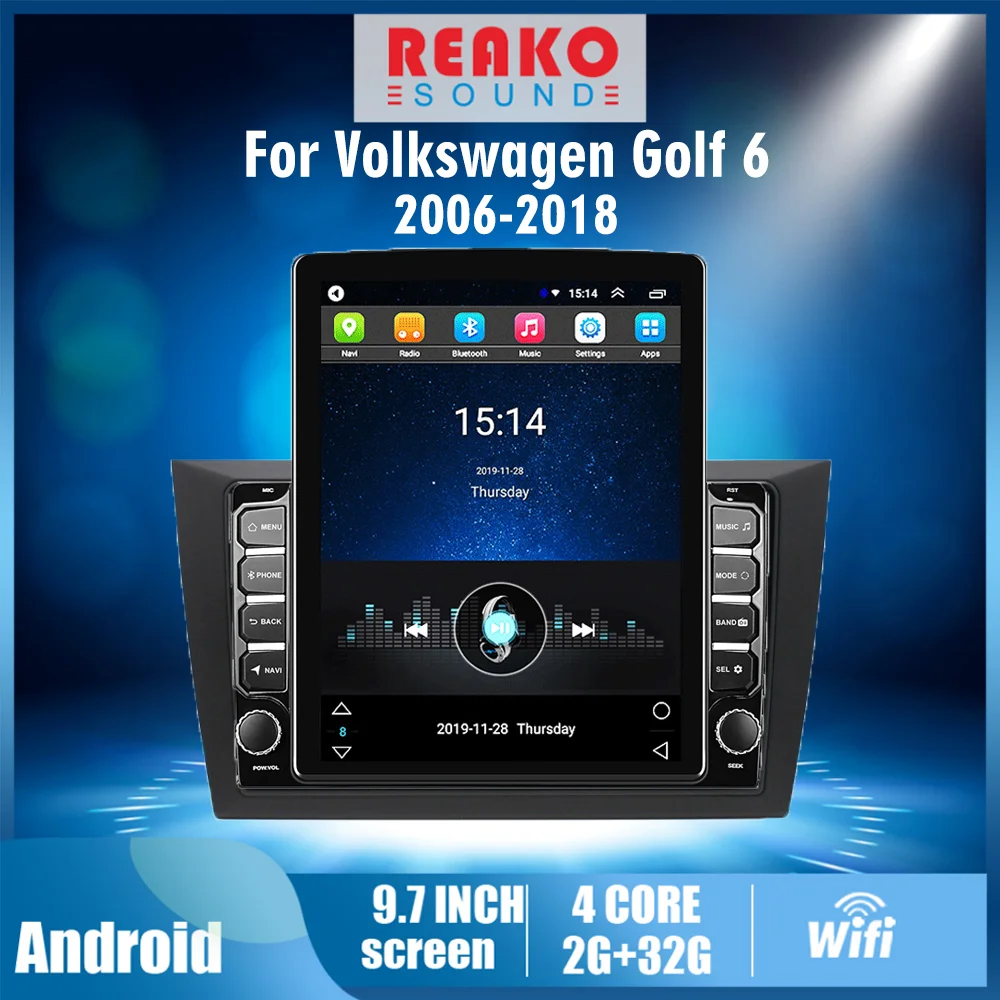 

2 DIN 9.7" Tesla screen Car Multimedia player For Volkswagen Golf 6 2006-2018 GPS Navigator 4G Carplay Android Autoradio Stereo