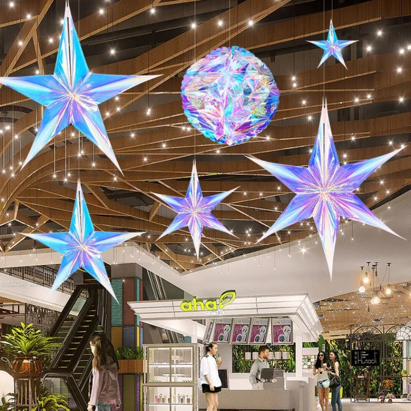 

Dazzling Rainbow Film Decoration Honeycomb Ball Fan Five Pointed Star Snowflake Decoration Wedding Birthday Party Baby Shower