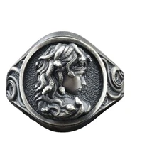 new vintage silver color snake hair banshee medusa rings for men and women punk fashion jewelry party gift retro finger ring