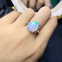 925 sterling silver mystic rainbow oval stone whiteblue fire natural opal ring for women white gold women wedding ring