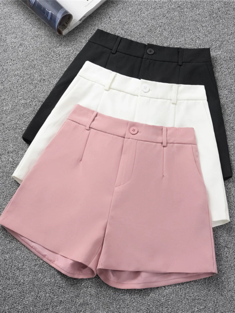 

2023 Spring New Korean High-waisted Black Suit Shorts Women's Versatile A-line Wide Leg Loose Thin Outer Wear Women Shorts Sexy