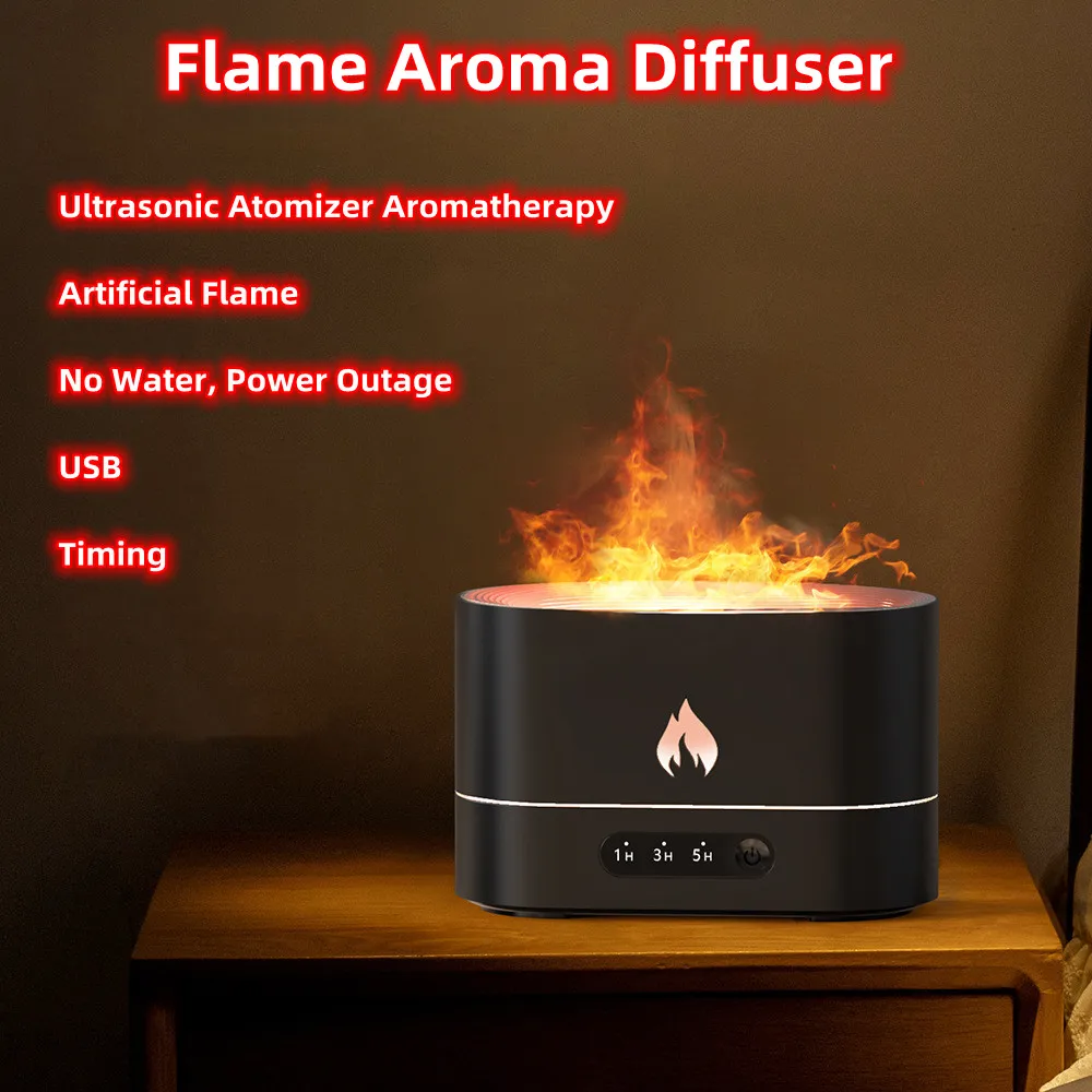 

Mini Flame Air Humidifier Essential Oil Diffuser Auto-Shut Off Mist Maker Aromatherapy Humidifiers Diffusers Fragrance Home