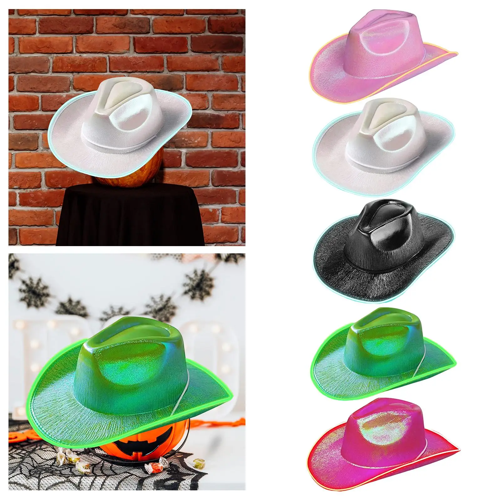 

LED Cowboy Hat Headgear Jazz Hat Cowgirl Hat for Beach Celebration Carnival