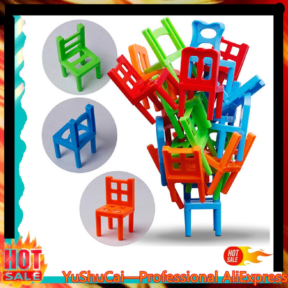 

Balance Chairs Board Game Children Educational Toy Balance Stacking Chairs Game Mini Balance Blocks Toy 18Pcs
