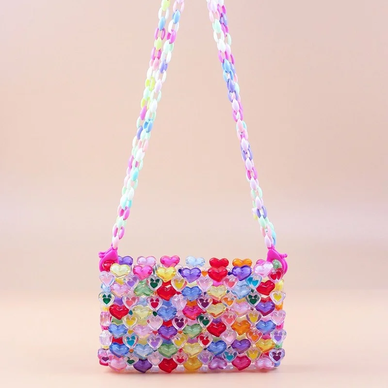 

Acrylic Love Messenger Bag Handmade Woven Niche Ladies Transparent Bags for Women Designer Luxury Summer Beach Party Handbag