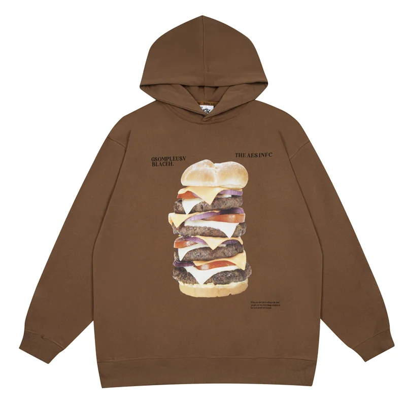 

Mens Hip Hop Vintage Hoodie Letter Big Mac Hamburger Printed Harajuku Streetwear 2022 Fashion Oversized Hoodies Sweatshirts