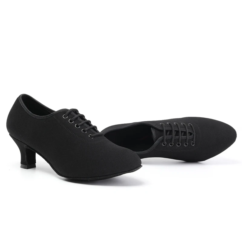 DKZSYIM Lace-Up Latin Dance Shoes Women Ballroom Tango/Modern Dancing Shoes Low Heels 5CM Black Dance Shoes Soft Suede Soles