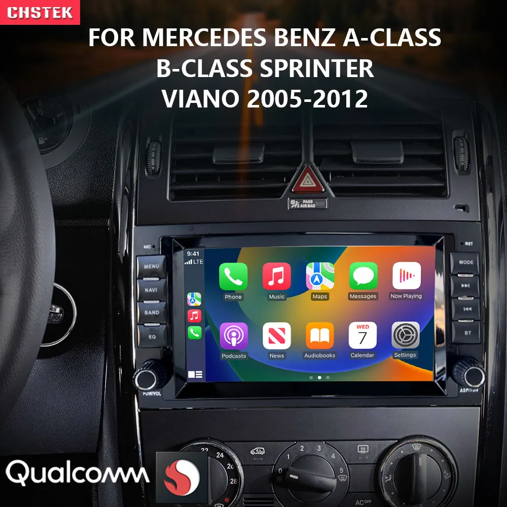 

Автомобильный радиоприемник CHSTEK, мультимедийный DVD-плеер Qualcomm Carplay WIFI для Mercedes Benz A B Class B200 W169 W245 Viano W639 Sprinter W906