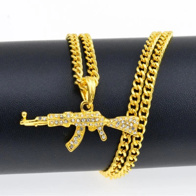 BIOSSANCE Новое персонализированное хип-хоп AK-47 Ожерелье с подвеской в виде