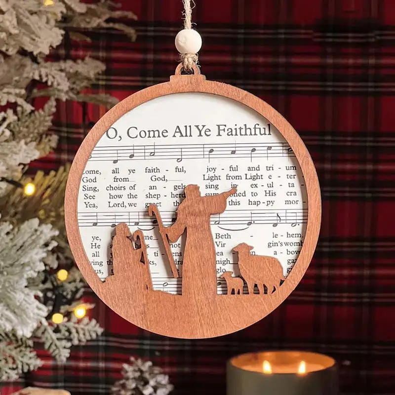 Деревянный рождественский орнамент музыкальный лист деревянные украшения
