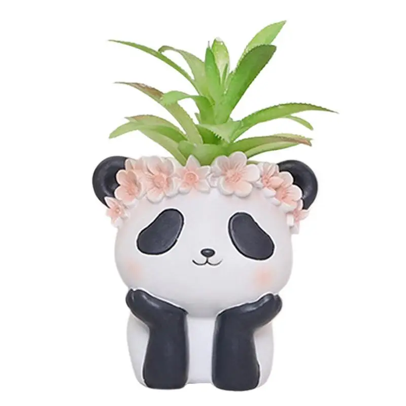 

Cute Animal Plant Pot Resin Panda Flower Vase Succulent Planter Tabletop Potted Plants Flowerpot Home Bonsai Decorations
