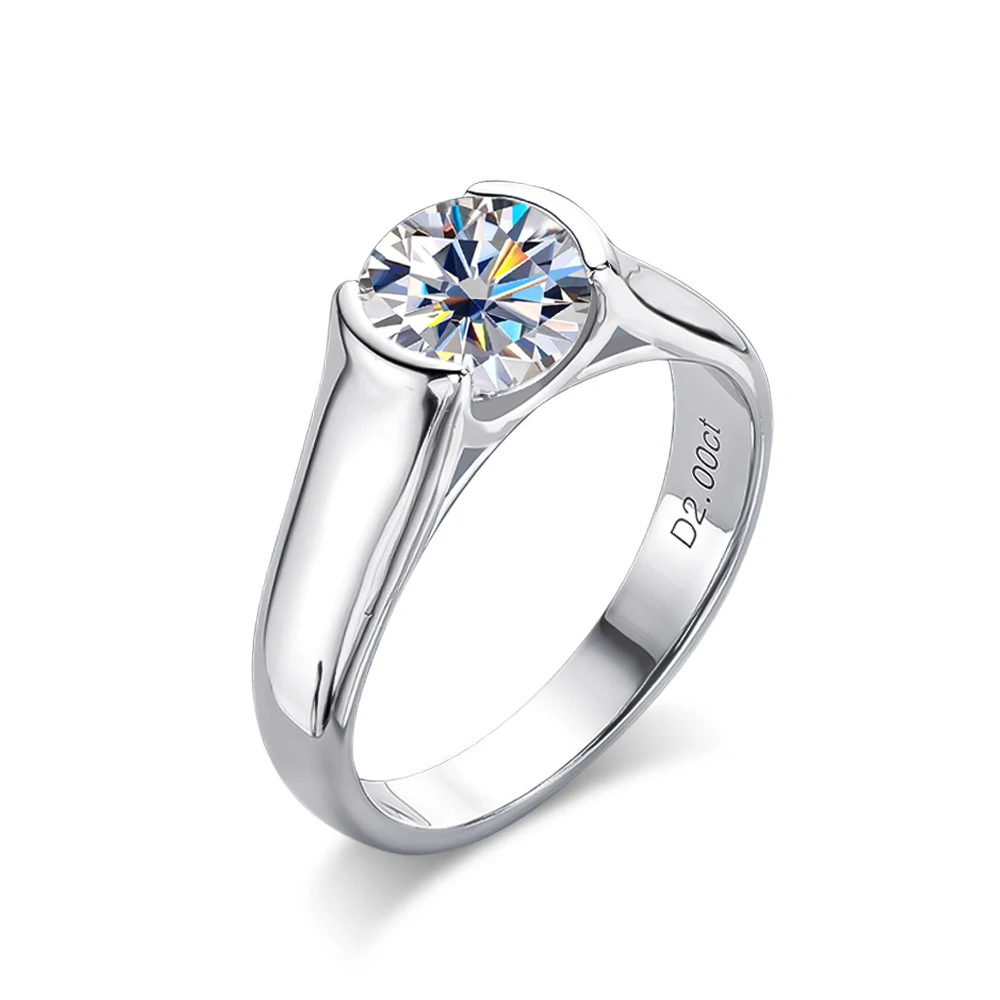 Обруч с муассанитом серебро 100% пробы 18 К 2 карата