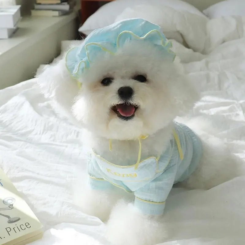 Домашняя одежда для щенков с маской глаз летняя Милая однотонная кошек