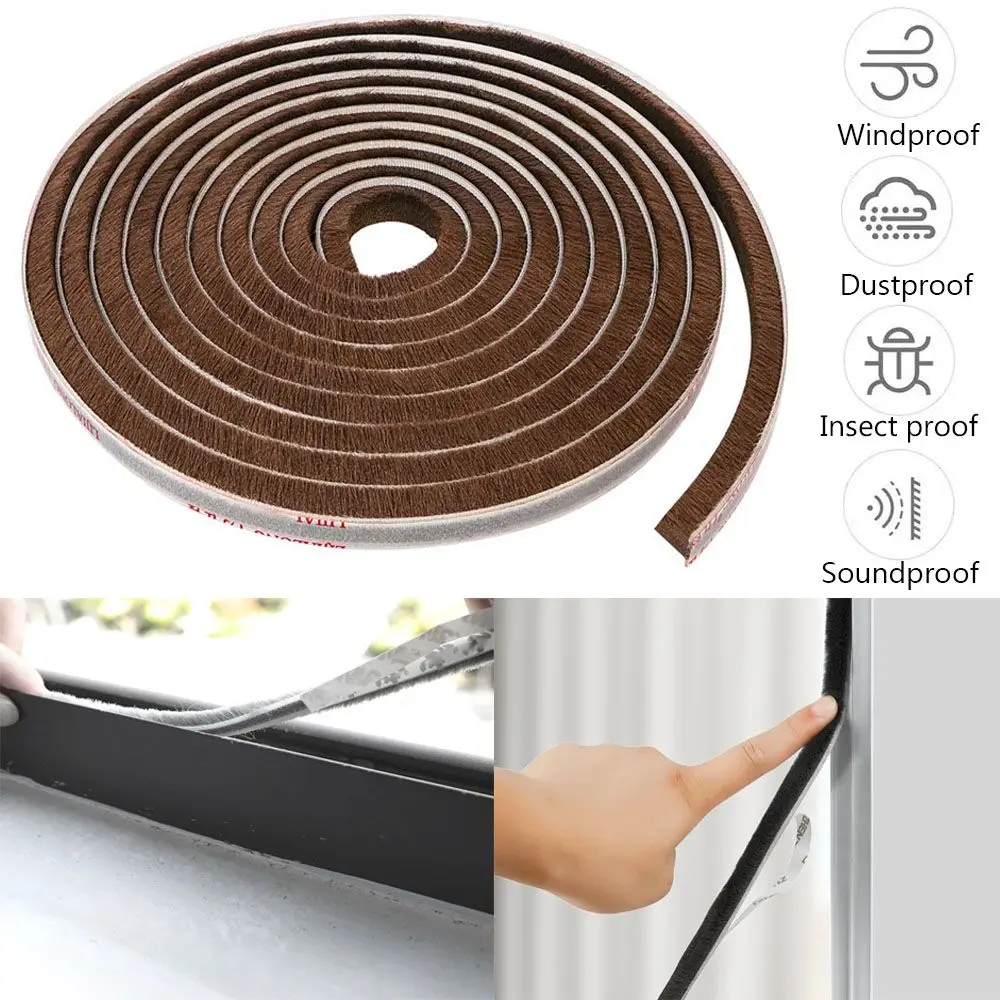 

5m Home Window Brush Windproof Gadgets Door Strip Pile Weatherstrip Door And Window Seal Sealing Strip Self Adhesive
