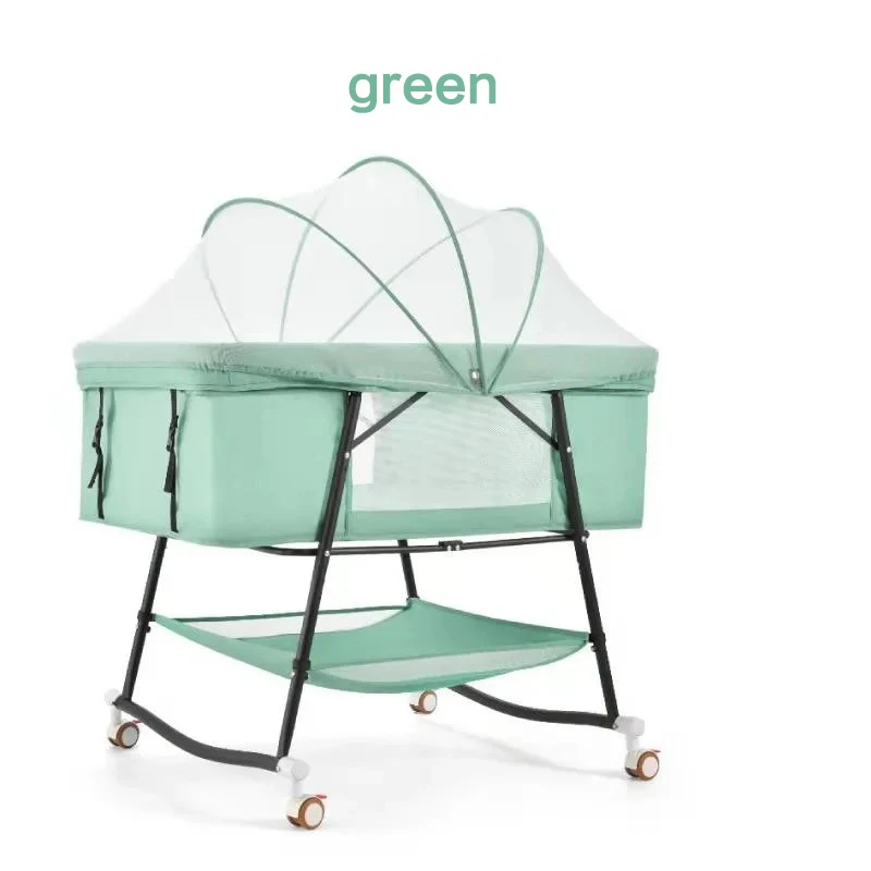 

European Style Nest Bed Large Baby Cradle Foldable Rocking Basket for Newborn Baby Crib Pendulum Mechanism Playpen with Pulley