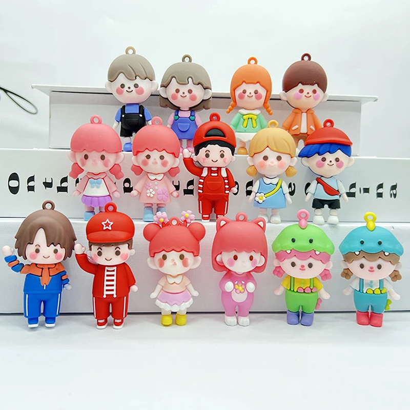 

1PC New cute various types of boys and girls keychain student bag pendant rubber keychain charm accessory