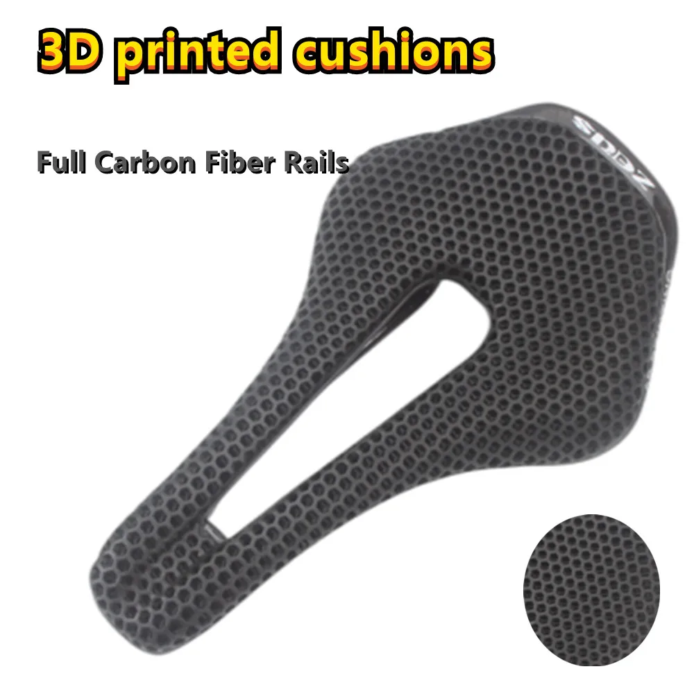 

Bicycle 3D Printed Saddle Full Carbon Rails Road Bike MTB Seat Honeycomb Cushion Triathlon Cycling Race Seat Ultralight 164g