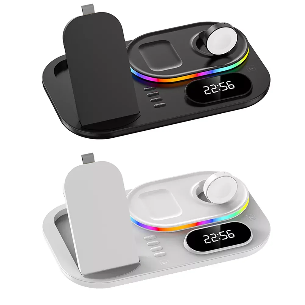 

3 in 1 Digital Display Wireless Charger Stand Portable RGB 30W Fast Charging Dock Station for iPhone 13 Pro/ 7E
