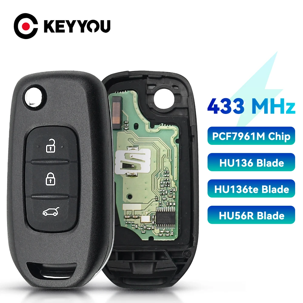 

KEYYOU Car Remote Control Key For Renault Megane III Dacia Duster Kadjar Captur Symbol FCC:CWTWB1G767 4A 434 FSK Original