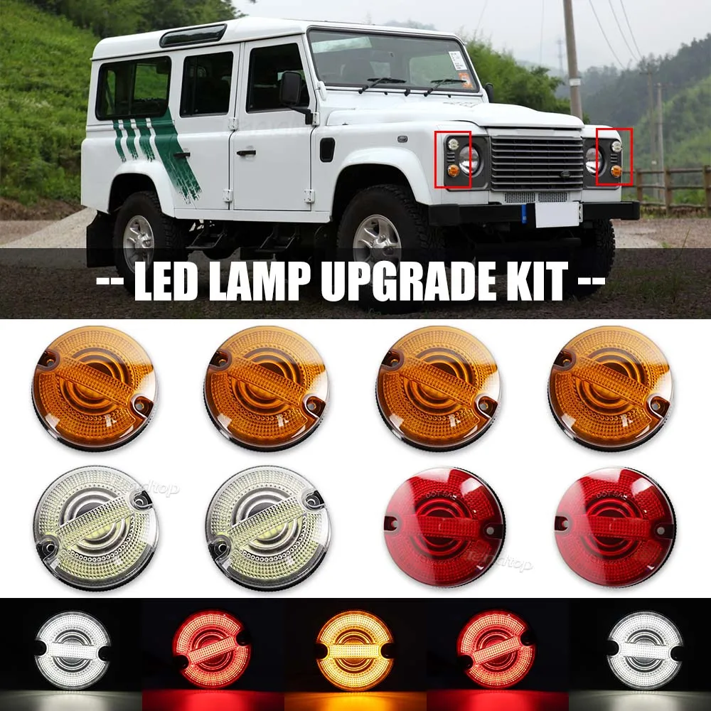 Фото Комплект из 10 светодиодных ламп для полной модернизации Land Rover Defender 90 110 130 1995-2016: указатели поворота/габаритные огни/стоп-сигналы №1