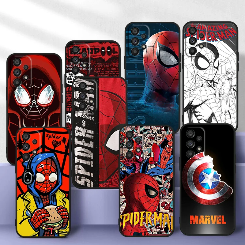 

SpiderMan Deadpool Marvel For Samsung Galaxy A73 A52S A72 A71 A52 A51 A22 A12 A32 A21S 4G 5G Silicone Soft Black Phone Case