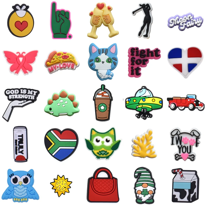 

Women Charm Packs Wholesale Bulk Decorations for Crocs Para Pins Shoes Accessories Men Set Jeans Boy Gifts Girl Kids Shoe Charms