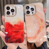 luxury marble shell pattern electroplate clear case for iphone 13 pro max 12 11 xr x xs max 6 6s 7 8 plus se2022 2020 soft cover