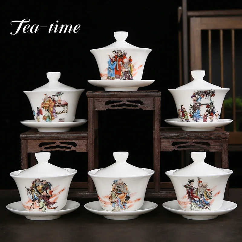 

165ml Mutton Fat Jade White Porcelain Tea Tureen Chinese Longevity Peach Cover Bowl Large Tea Maker Gaiwan Kung Fu Teaset Gifts