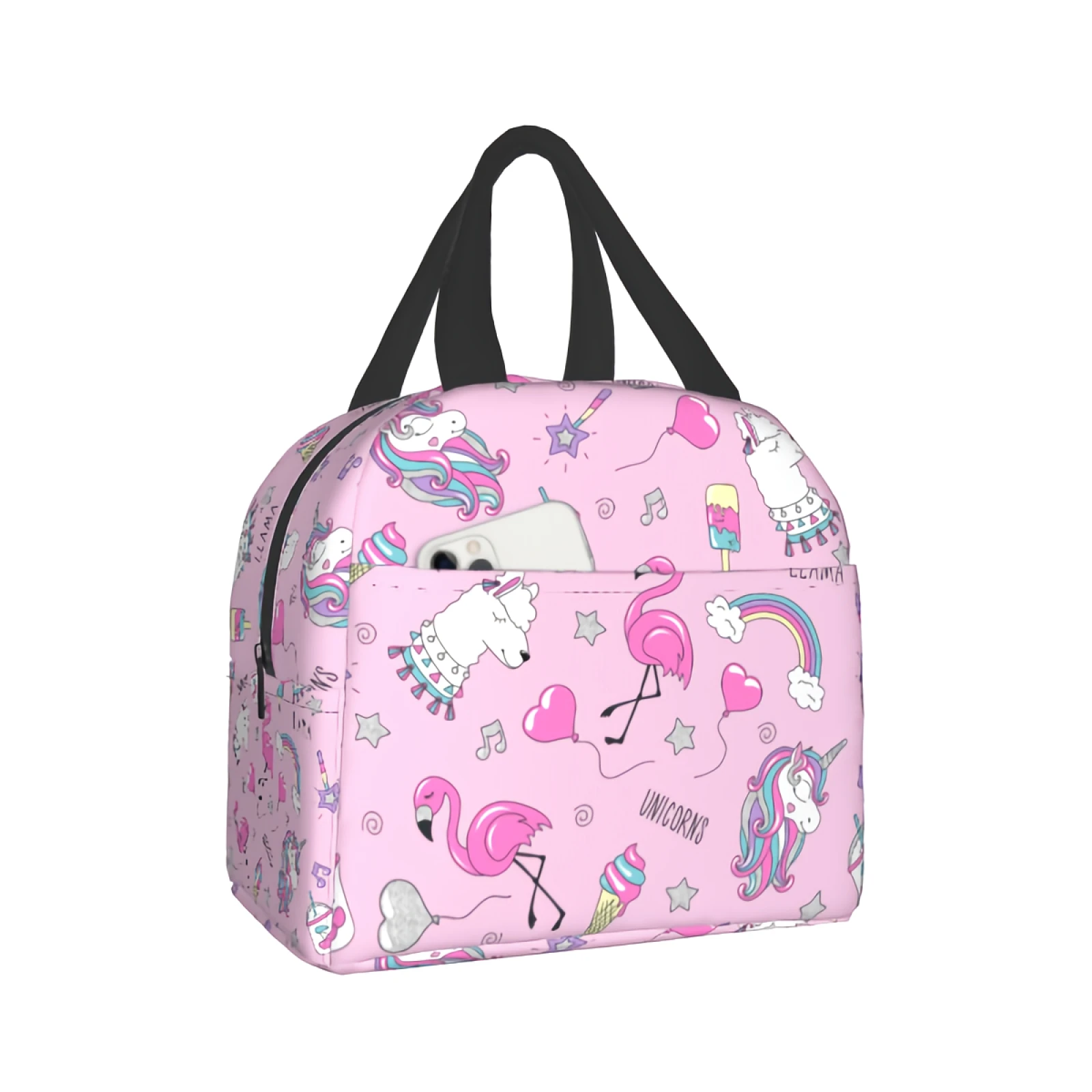 

Unicorn Llama Flamingo Lunch Bag Cute Tote Bag Pink Insulated Lunch Bag for Women Men Teen Girls Boys