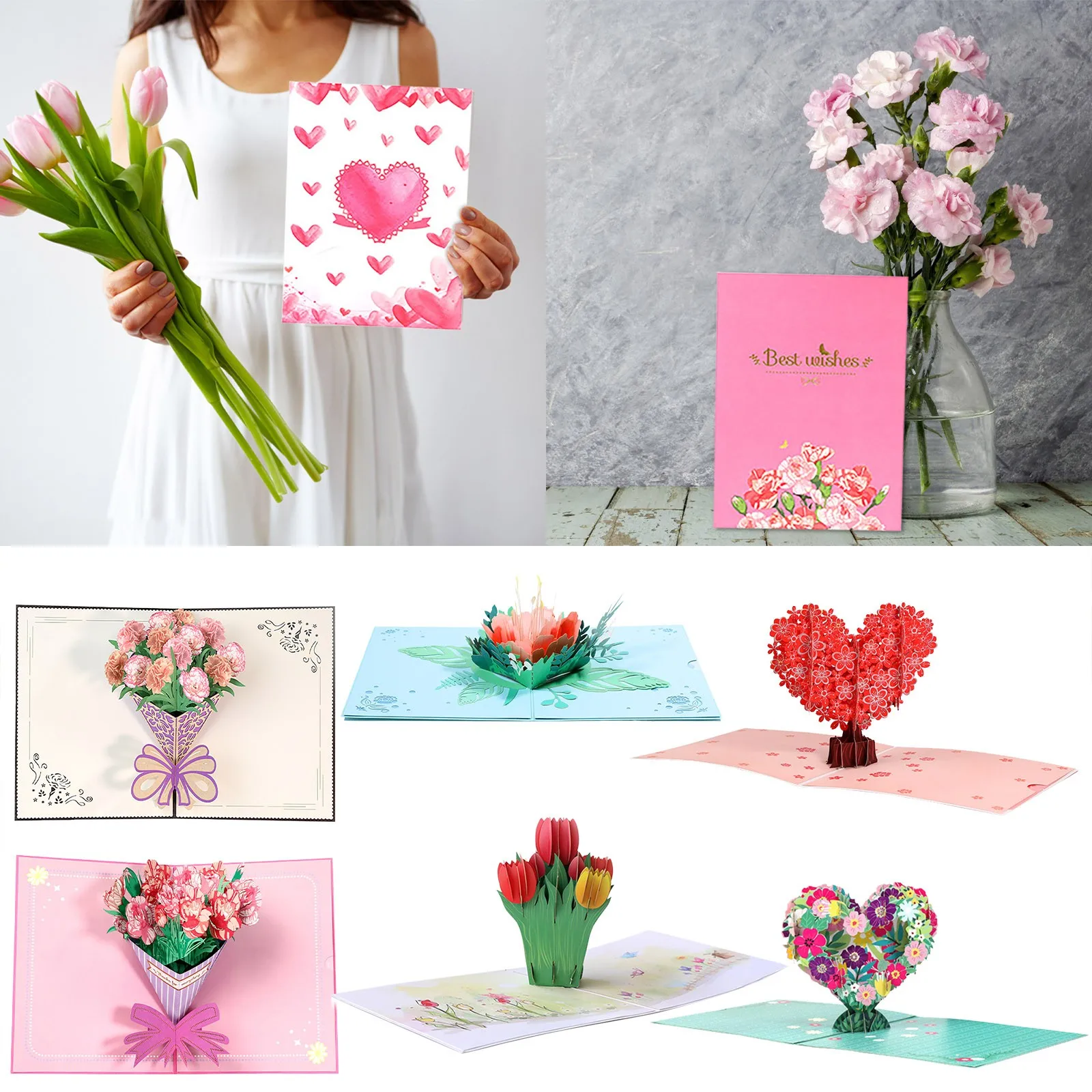 3D выдвижные Цветочные поздравительные открытки поздравительная открытка на