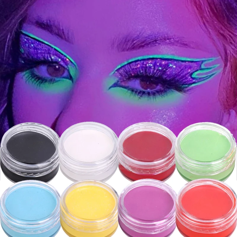

12 Colors Fluorescent Neon Eyeliner Paste Water Activated Black UV Light Eyeliner Makeup Face Painting Cosmetic Eye Liner Cream