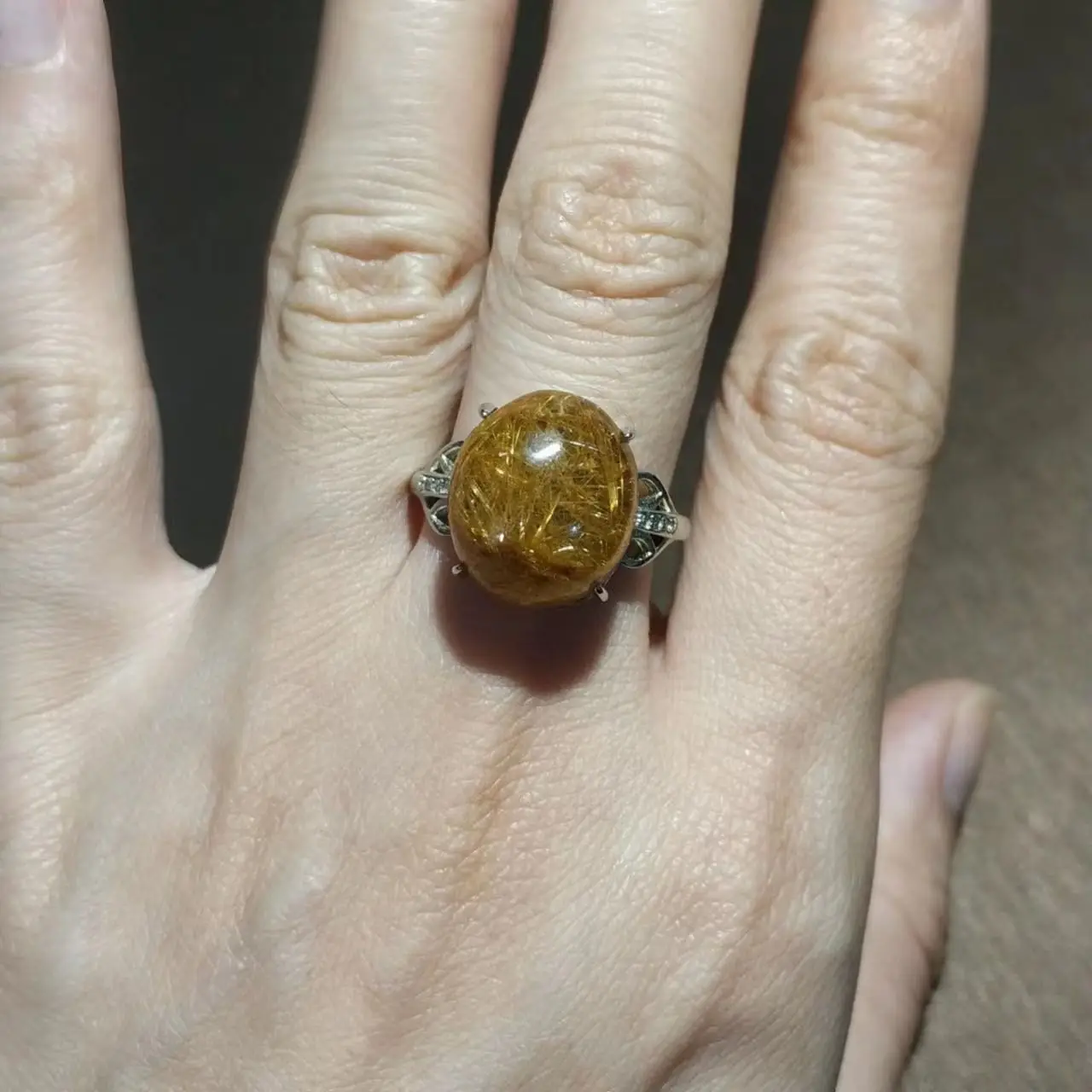 

1pcs/lot natural rutile crystal ring Female S925 silver size adjustable fine high quality woman gift good luck jewelry amulet