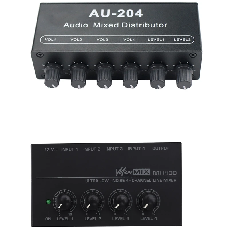 

Mx400 Ultra-Compact 4 Channels Mini Audio Stereo Headphone Amplifier Eu Plug & Stereo Mixer Audio (2 Input 4 Output)