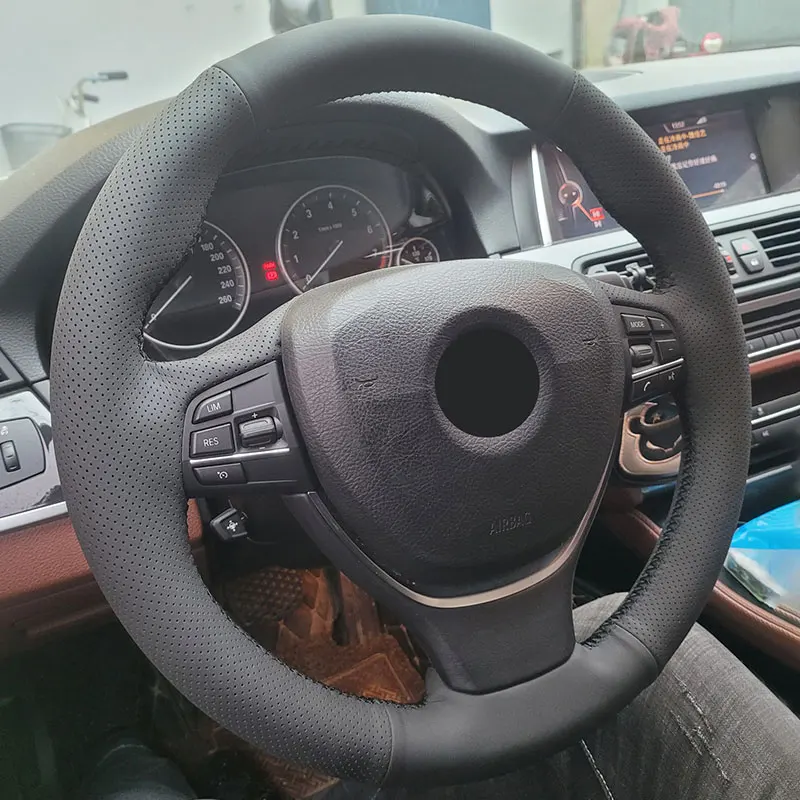 

Braid Steering Wheel Cover For BMW 5 6 7 Series F10 F07 F06 F12 F13 F01 F02 520i 528i 730Li 740Li Perforated Microfiber Leather