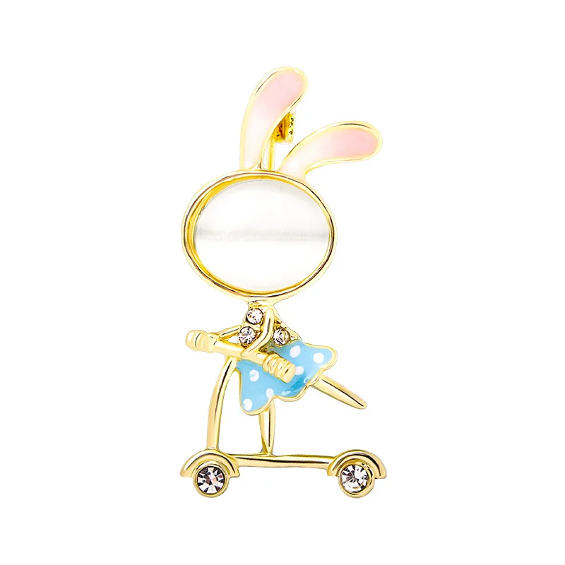 Ailige Изящная брошь Милый кролик Скейтборд Животное Корсаж Булавка Одежда