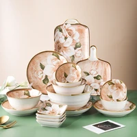 new retro flower pattern dinner plates microwavable nordic plate household ceramic tableware dishwasher safe ceramic plate