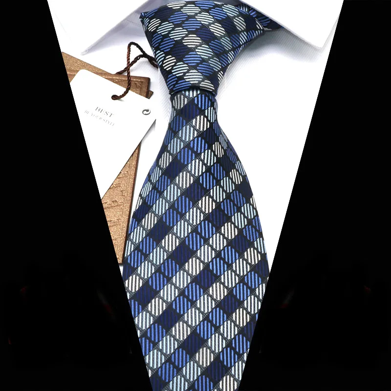 

YISHLINE Mens Ties 8 Cm New Mixed plaids Cassual Jacquard Woven Necktie Men Tie Party Wedding Business Corbata Para Hombre