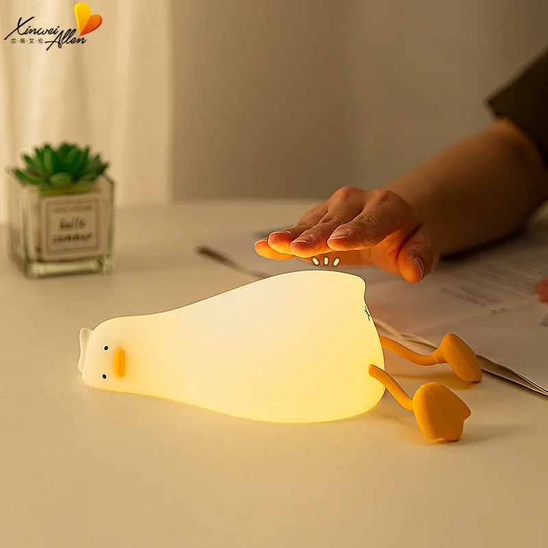 

Silicone Night Light Children, Duck LED Bedside Lamp USB Charging and Timing Function Kawaii Night Light Brightness FOR KIDS