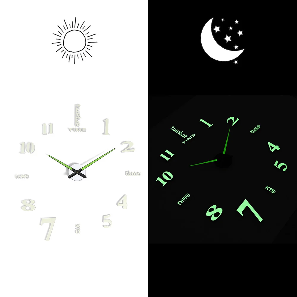 Светящиеся Настенные часы большой бесшумный Кварцевый Будильник 3D сделай сам в