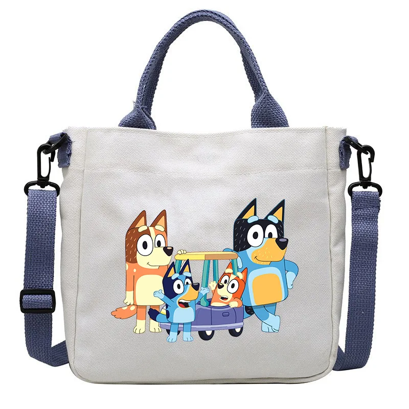 Фото Сумка-кроссбоди Bluey с мультяшным принтом, на одно плечо, холщовая, для студентов, вместительная, для девочек, подарочная упаковка №3