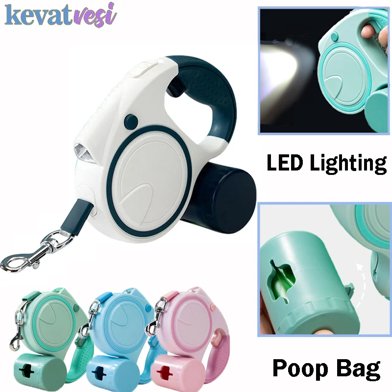 

Led Lighting Dog Leash Automatic Retractable Pet Traction Rope Multifunctional Night Reflective Dog Leash Durable PetAccessories