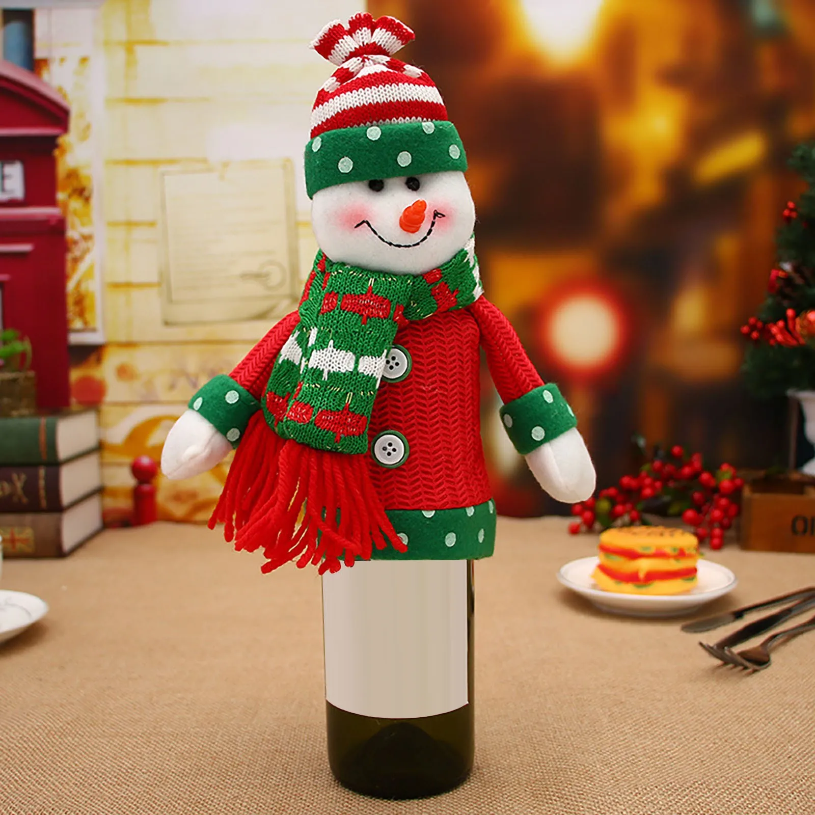 

Рождественские рукава для винных бутылок, украшения для праздника, рождественские рукава для винных бутылок, рукава для бутылок с Санта-Кла...