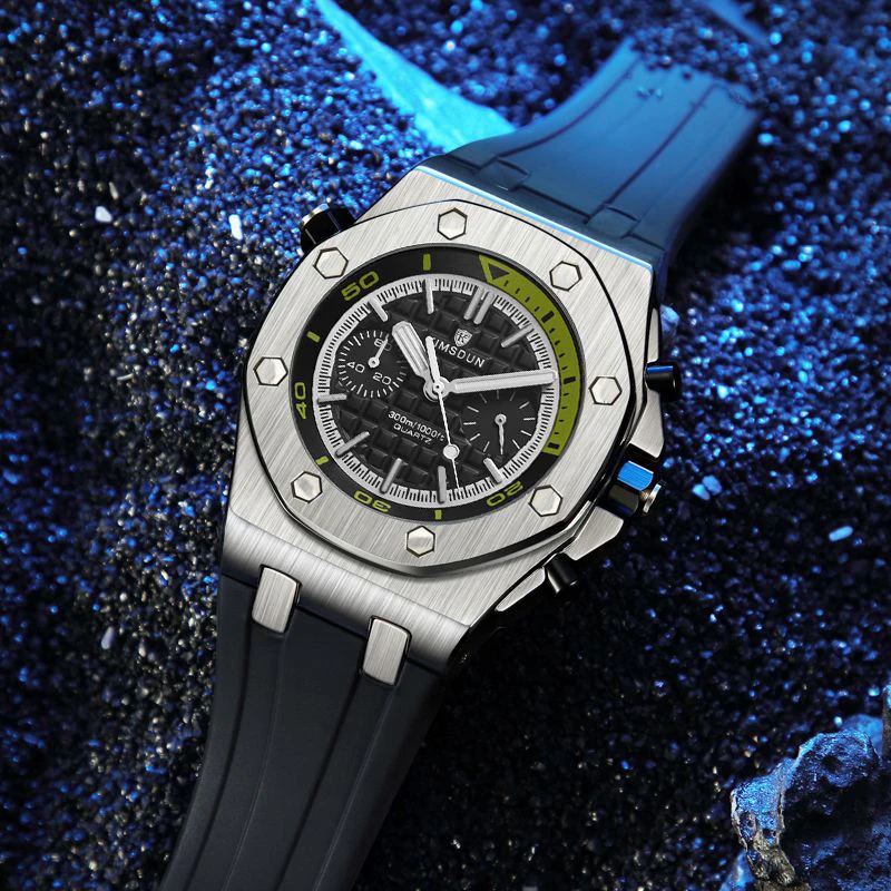 

Men's Watches Luxury Men Rubber Strap Quartz Watch Military Dial Casual Wristwatch Man Chronograph Male Clock Relogio Masculino