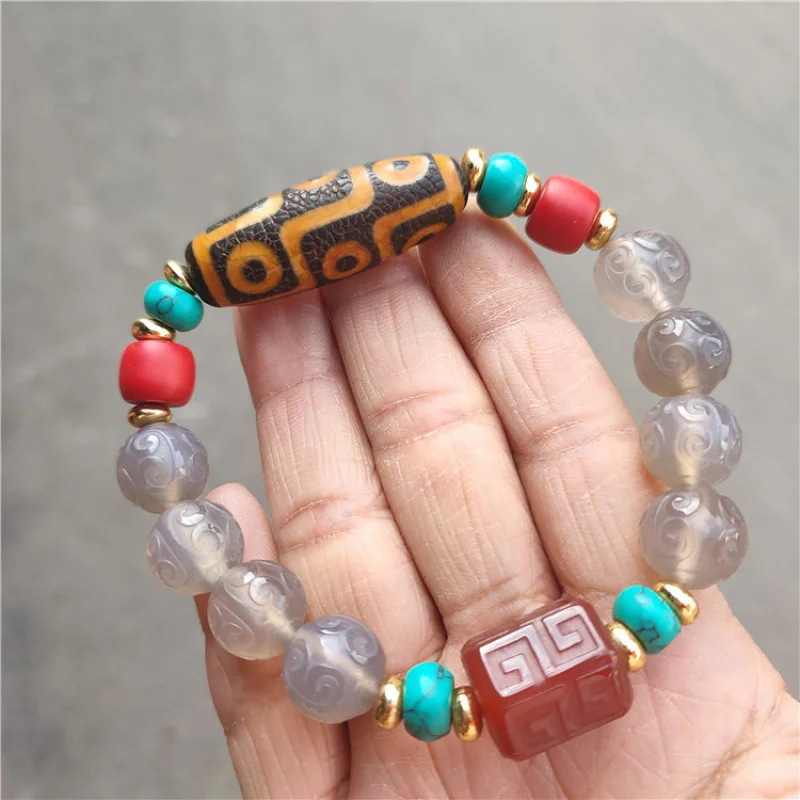 Ювелирные изделия из бусин Тибетский Ретро этнический стиль Dzi Агат булавка