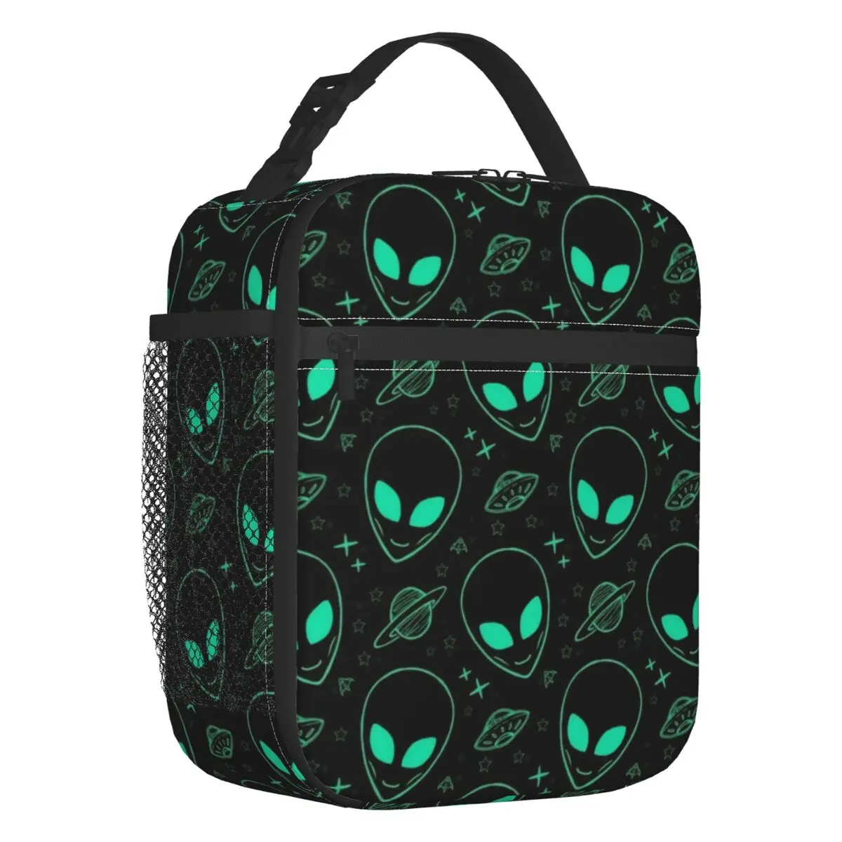 Alien And UFO Space Star Pattern Insulated Lunch Tote Bag for Women Resuable Cooler Thermal Bento Box Kids School Children