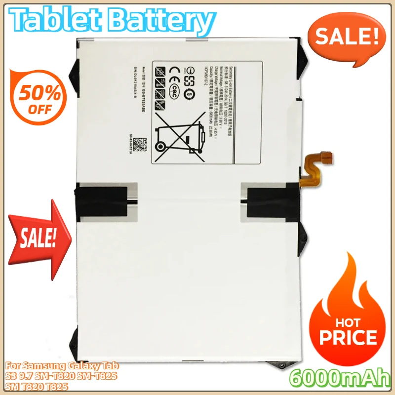 Для Samsung Galaxy Tab S3 9 7 SM-T820 SM-T825 SM T820 T825 EB-BT825ABE 6000 мАч с трек-кодом аккумулятор для