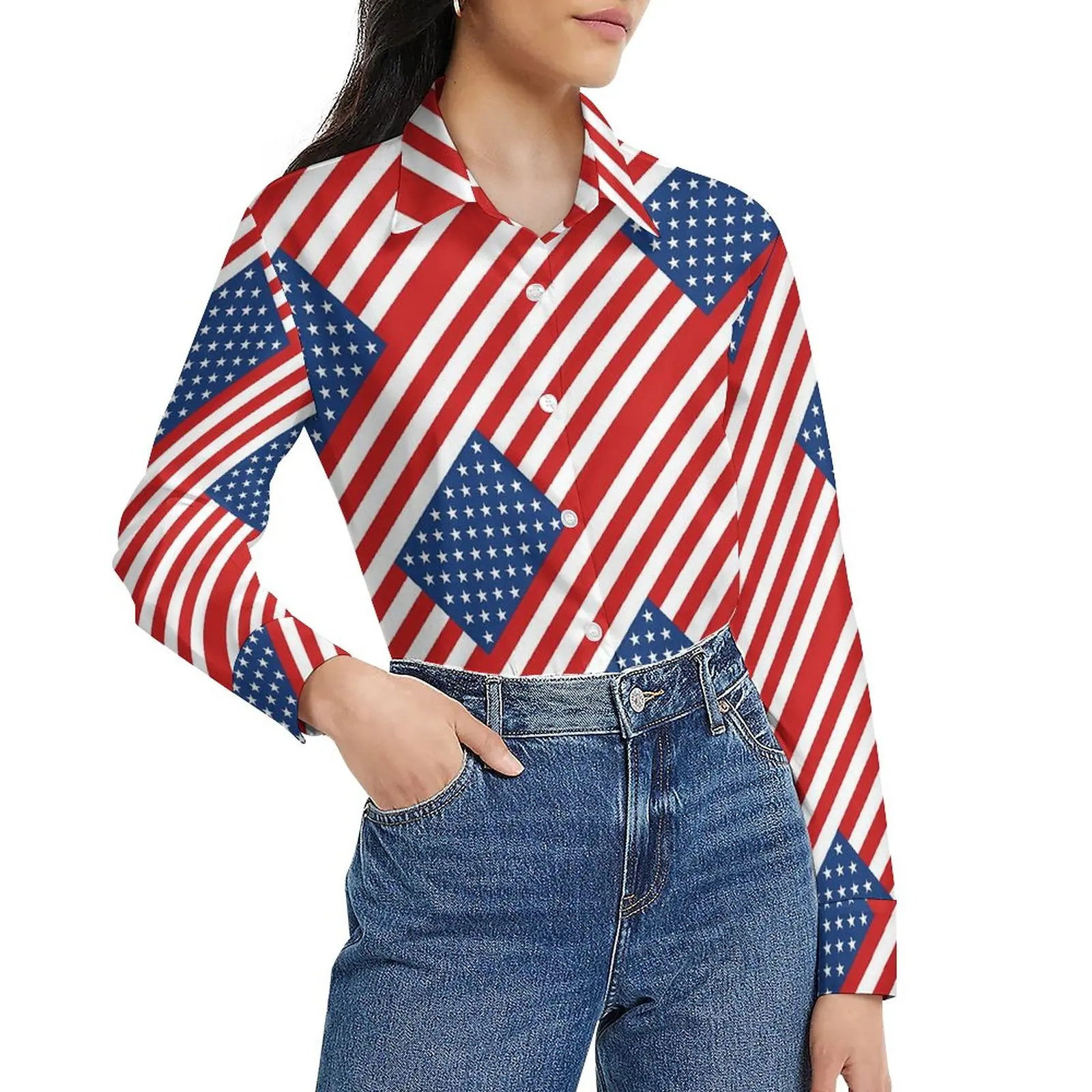 

Женская винтажная блузка с принтом в полоску, с длинным рукавом