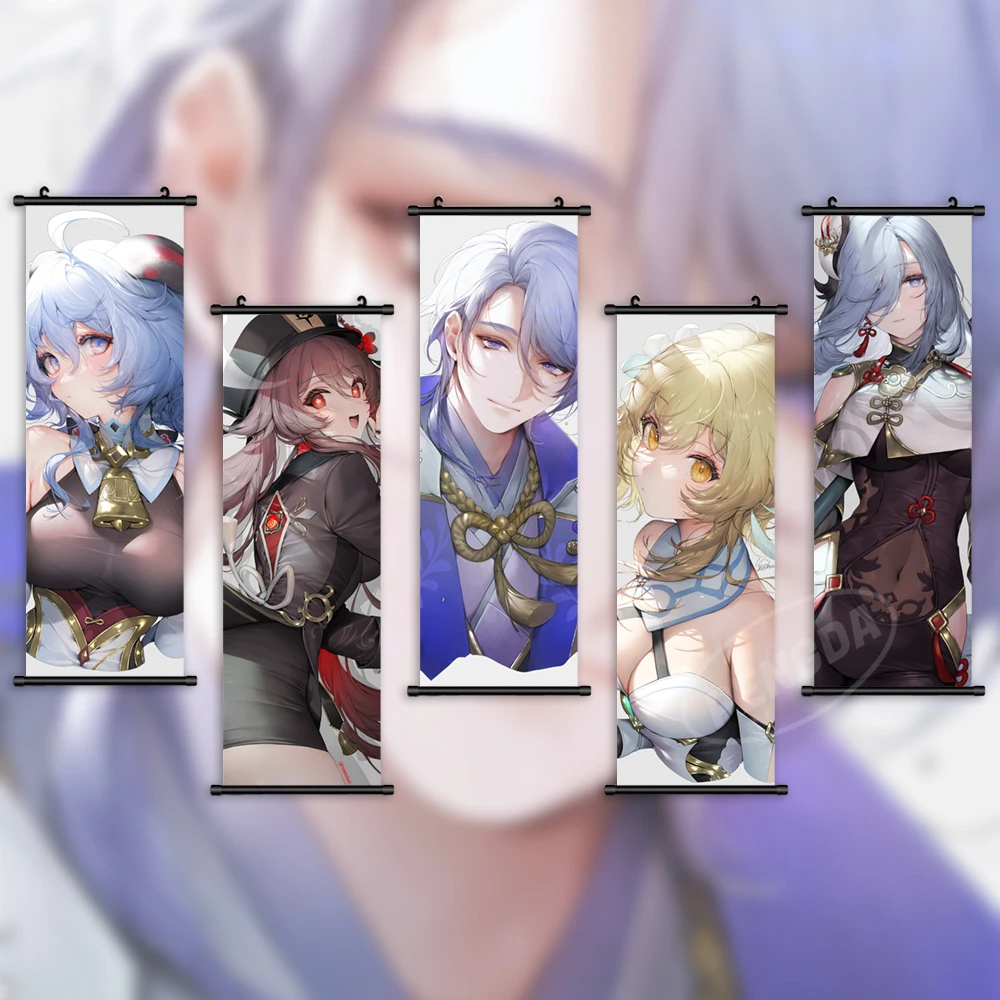 

Wall Art Genshin Impact Hanging Painting Kamisato Ayato Poster Canvas Print Picture HD Home Decor Game Scroll Bedside Background