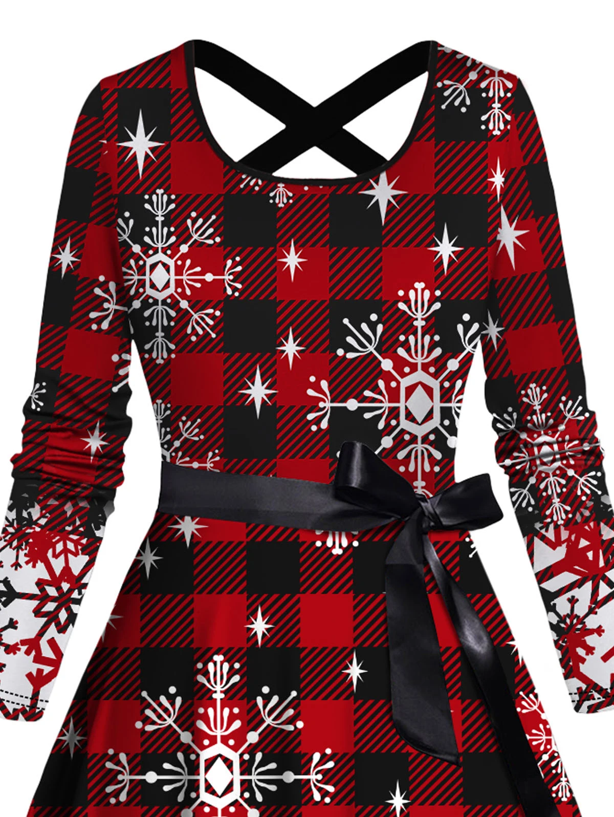 2024 женские рождественские платья клетчатое платье со снежинками и длинными